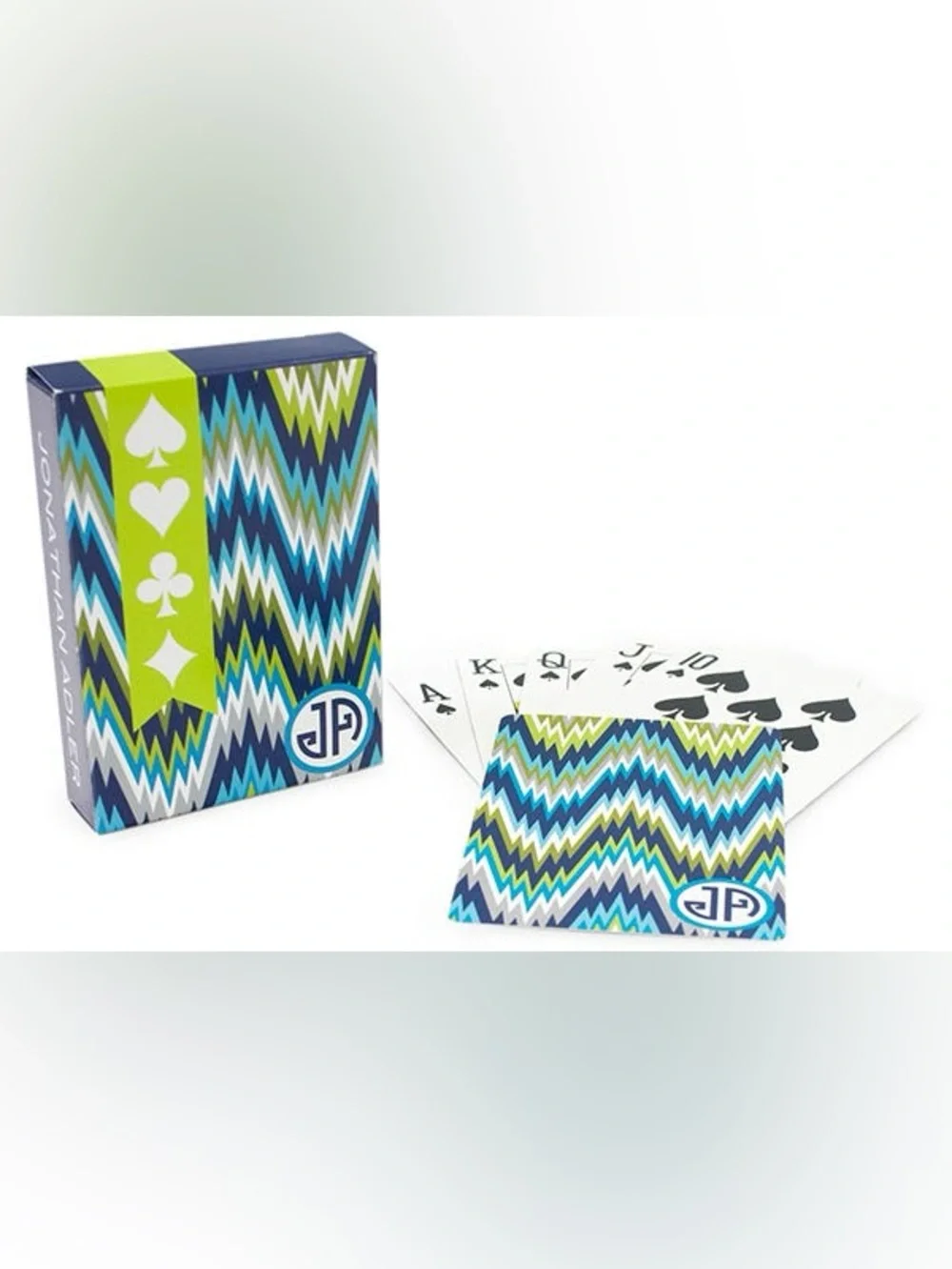 Jonathan Adler Playing Cards Deck Chevron Blue Green Discontinued New Sealed